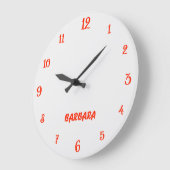 Minimalistischer und eleganter Name Weiß und Schri Große Wanduhr (Winkel)