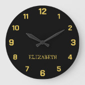 Minimalistischer und eleganter schwarzer Senf-Gelb Große Wanduhr (Vorderseite)