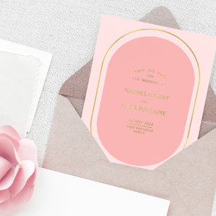 Minimalistischer und moderner rosa und goldener Sa Folieneinladung