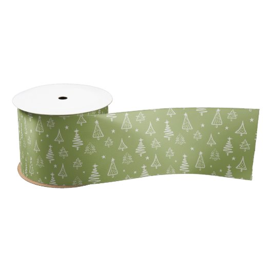 Minimalistischer und rustikaler Grüner Weihnachtsb Satinband (Spule)