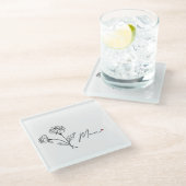 Minimalistischer Untersetzer mit floraler Mama (Schrägansicht)