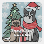 Minimalistischer Urlaub für Katzen und Hunde Quadratischer Aufkleber (Vorderseite)