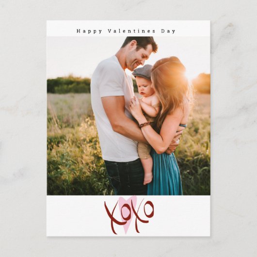 Minimalistischer Valentinstag Buchstaben rosa Herz Postkarte (Vorderseite)