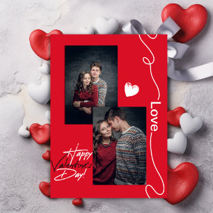 Minimalistischer Valentinstag Couple 2 Foto Red Feiertagskarte