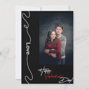 Minimalistischer Valentinstag Couple Foto Red & Bl Feiertagskarte