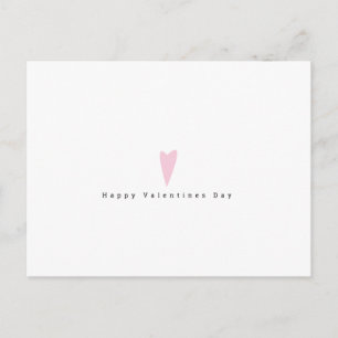 Minimalistischer Valentinstag Einfach rosa Herz Postkarte