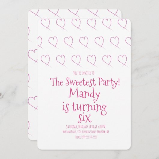 Minimalistischer Valentinstag Herz-Kreislauf-Herz Einladung (Vorne/Hinten)