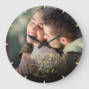 Minimalistischer Valentinstag Moderne Fotokalligra Große Wanduhr