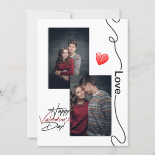 Minimalistischer Valentinstag Paar 2 Foto Herz Feiertagskarte