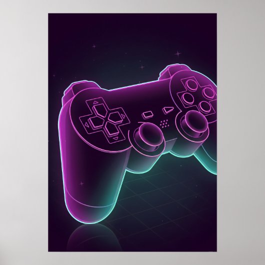 Minimalistischer Vaporwave-Gaming-Controller Poster (Vorne)