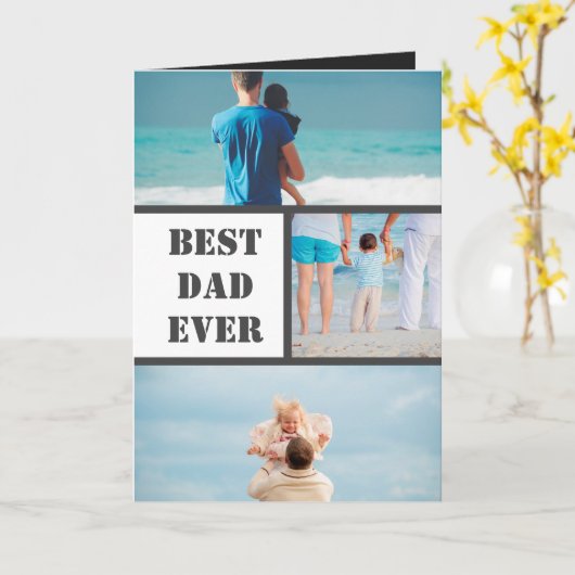 Minimalistischer Vater 3 Foto Collage Vater person Karte (Gelbe Blume)