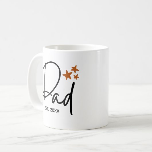 Minimalistischer Vater Est. Mit Jahr-Script-Typogr Kaffeetasse (Vorderseite Links)
