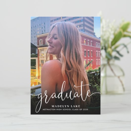 Minimalistischer vertikaler Vierer-Foto 2023-Absch Einladung (Stehend Vorderseite)