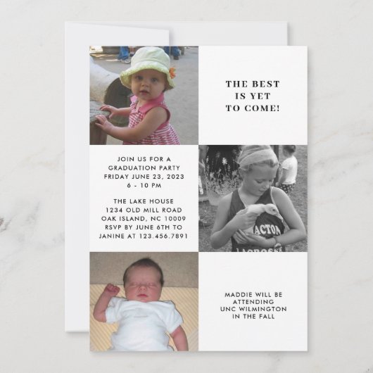 Minimalistischer vertikaler Vierer-Foto 2023-Absch Einladung (Rückseite)