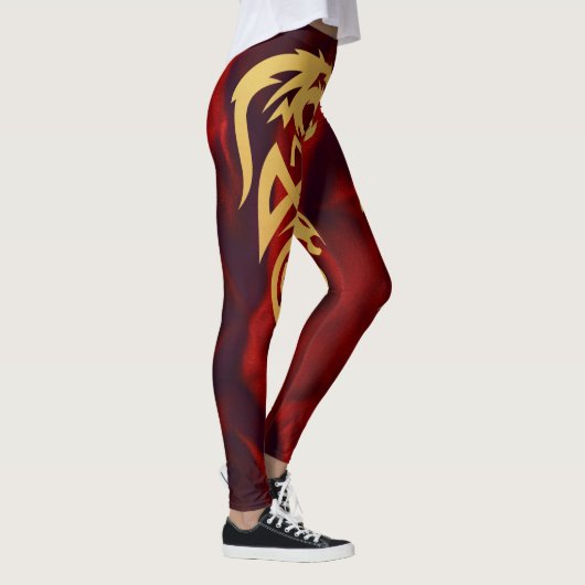Minimalistischer verzauberter Gold-Roter Magic-Dra Leggings (Rechts)