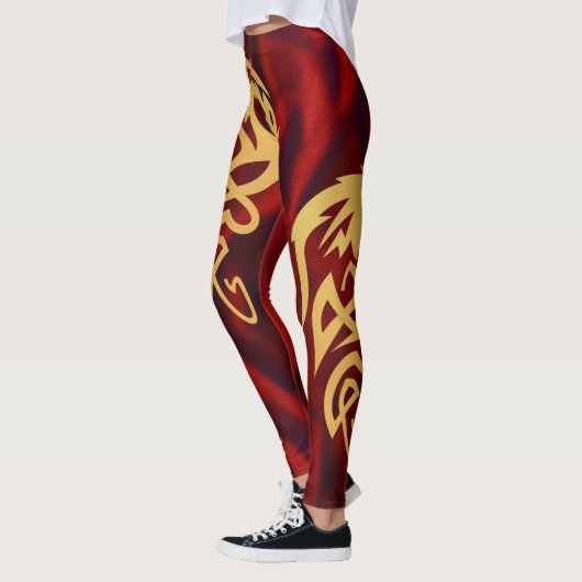 Minimalistischer verzauberter Gold-Roter Magic-Dra Leggings (Links)