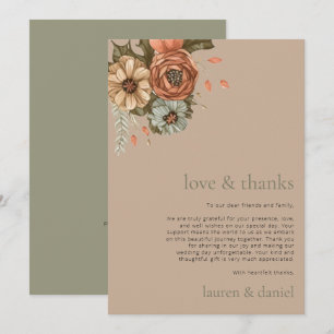 Minimalistischer Vintage-Blumen-QR-Code-Hochzeit Dankeskarte