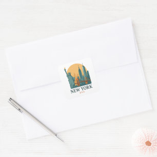 Minimalistischer Vintage-Reise New York City  Quadratischer Aufkleber
