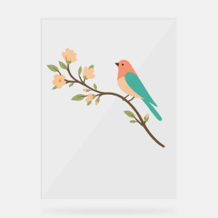 Minimalistischer Vogel auf Blossom Branch Poster