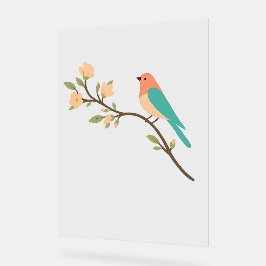 Minimalistischer Vogel auf Blossom Branch Poster (Winkel)