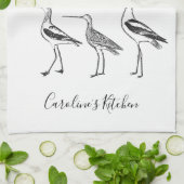 Minimalistischer Vogel Zeichne Schwarz-weiß Person Geschirrtuch (Gefaltet)