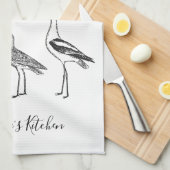 Minimalistischer Vogel Zeichne Schwarz-weiß Person Geschirrtuch (Viertel Falte)