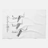 Minimalistischer Vogel Zeichne Schwarz-weiß Person Geschirrtuch (Horizontal)