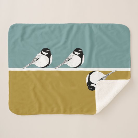 Minimalistischer Vogeldesign-Sherpa-Blanket Sherpadecke (Vorderseite (Horizontal))