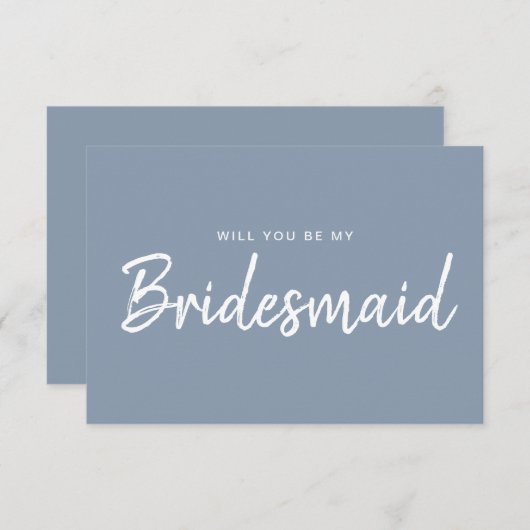 Minimalistischer Vorschlag für eine Blue Bridesmai Einladung (Vorne/Hinten)