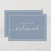 Minimalistischer Vorschlag für eine Blue Bridesmai Einladung (Vorne/Hinten)