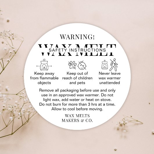 Minimalistischer Wachs Meldet Warnschild Modernes  Runder Aufkleber