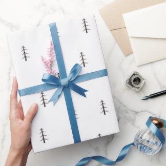 Minimalistischer Wald auf Weiß Geschenkpapier