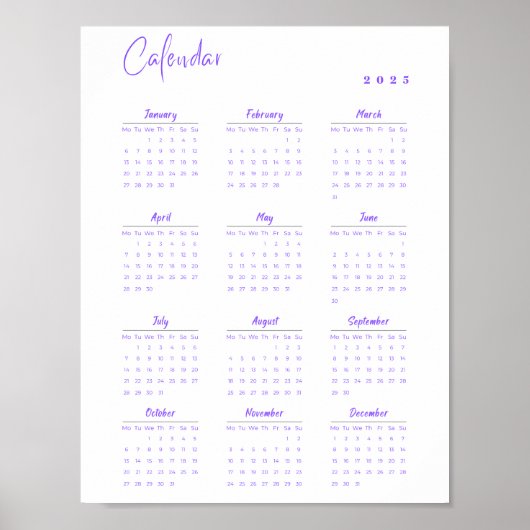 Minimalistischer Wallfahrtskalender 2025 Lila Mont Poster (Vorne)