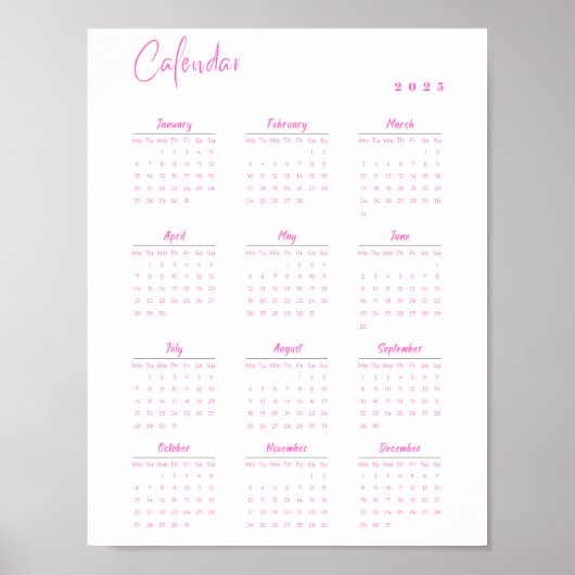 Minimalistischer Wallfahrtskalender 2025 Rosa Mont Poster (Vorne)