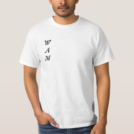 Minimalistischer "WAM" Weißer T - Shirt (Vorderseite)