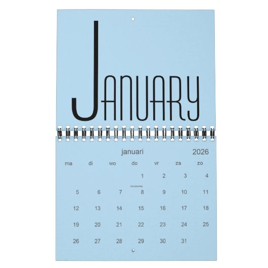 Minimalistischer Wandkalender (Jan 2026)