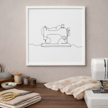 Minimalistischer Wandkunst-Druck einer Nähmaschine
