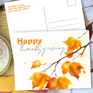 Minimalistischer Wasserfarben-Ahornblatt-Thanksgiv Postkarte