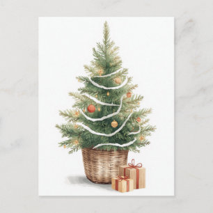 Minimalistischer Wasserfarben-Weihnachtsbaum Feiertagspostkarte