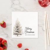 Minimalistischer Wasserfarben-Weihnachtsbaum perso Serviette (Beispiel)