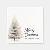 Minimalistischer Wasserfarben-Weihnachtsbaum perso Serviette (Vorderseite)