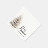 Minimalistischer Wasserfarben-Weihnachtsbaum perso Serviette (Ecke)