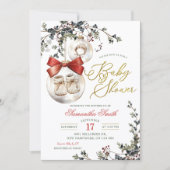Minimalistischer Weihnachts-Babyshower mit Christb Einladung (Vorderseite)