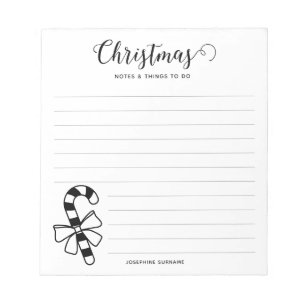 Minimalistischer Weihnachts-Candy-Cane mit Schleif Notizblock