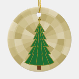 Minimalistischer Weihnachtsbaum auf Gold Keramik Ornament