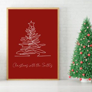 Minimalistischer Weihnachtsbaum Familien-Feiertags Poster