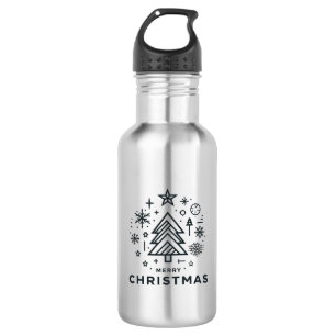 Minimalistischer Weihnachtsbaum Frohe Weihnachtsge Edelstahlflasche