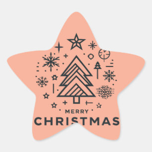 Minimalistischer Weihnachtsbaum Frohe Weihnachtsge Stern-Aufkleber