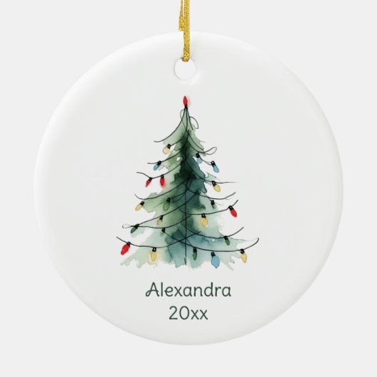 Minimalistischer Weihnachtsbaum Keramik Ornament (Hinten)