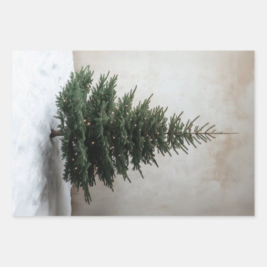 Minimalistischer Weihnachtsbaum mit sanften Lichte Geschenkpapier Set (Vorderseite 3)